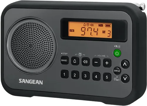 Vista 3 de Sangean PR-D18BK Radio digital portátil AM/FM/con parachoques protector (gris/negro) negro/gris