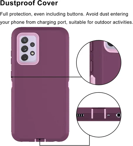 Vista 4 de Funda para Galaxy A52, resistente, protección contra caídas, a prueba de golpes, cubierta de plástico duro, funda de goma híbrida de doble capa