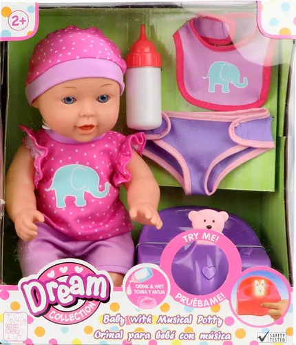 Vista 2 de Muñeca de bebé de 12" con orinal musical en rosa