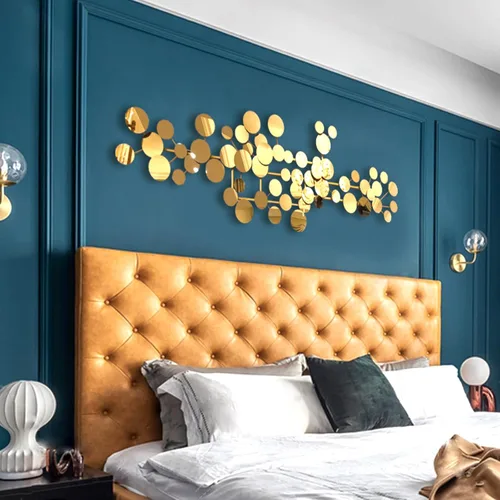 Vista 7 de YUDACHU Arte de Pared de Metal Dorado Decoración para Sala de Estar, Acentos Geométricos Modernos 3D de 59" x 19.6" Grande de Lujo para Dormitorio