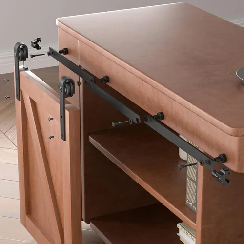 Vista 8 de Kit de Rieles de Hardware para Puerta Corrediza de Granero Súper Mini de Gabinete Pequeño de 2.5 Pies Aplica para Ventana de Almacenamiento Base