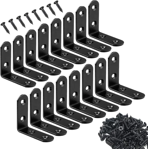 Vista 8 de Soportes de esquina de acero inoxidable de 3 tamaños, soporte en L, 90 grados, soporte de ángulo recto para muebles con tornillos, 12