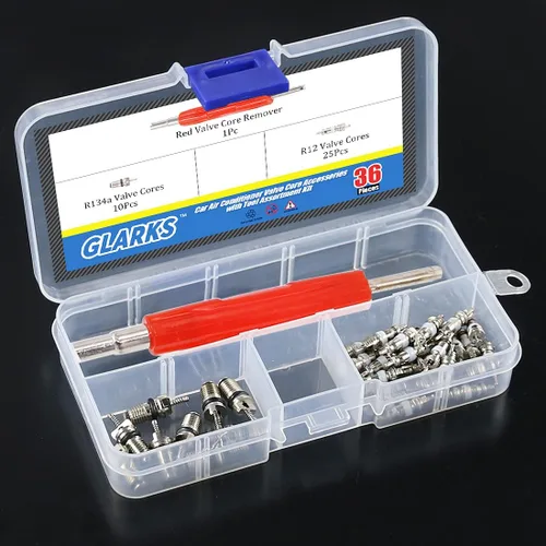 Vista 3 de Glarks 36 piezas de aire acondicionado de coche núcleo de válvula Schrader núcleos accesorios A/C R12 R134a válvula de neumático de refrigeración