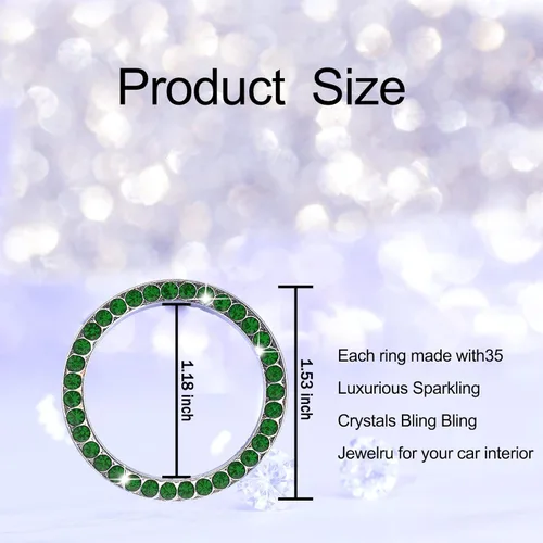Vista 2 de Bling Car Ring Smblem Sticker, Accesorios Brillantes para Automóvil para Botón de Arranque, Llave de Encendido y Anillo de Perilla Verde