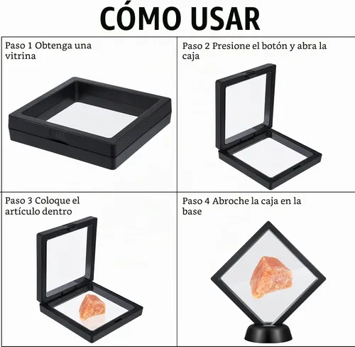 Vista 4 de Leelosp 40 piezas 3D de marco flotante expositor de monedas, caja de almacenamiento de joyas de polietileno transparente a granel con base