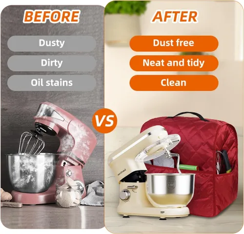 Vista 3 de Funda para batidora de pie compatible con mezcladora Kitchenaid, se adapta a todos los modelos de cabezal inclinable y elevador de tazones con 2