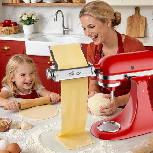 Vista 2 de Accesorio de pasta para batidora de pie KitchenAid, accesorio para hacer pasta KitchenAid con placa de metal desmontable, incluye rodillo de hoja