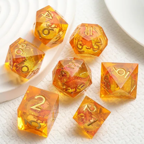 Vista 134 de DNDND Dados de Resina Ojo DND de Borde Afilado Dado de D&D con Estuche de Regalo para Juego de Dungeons and Dragons (Ojo de Dragón Verde)