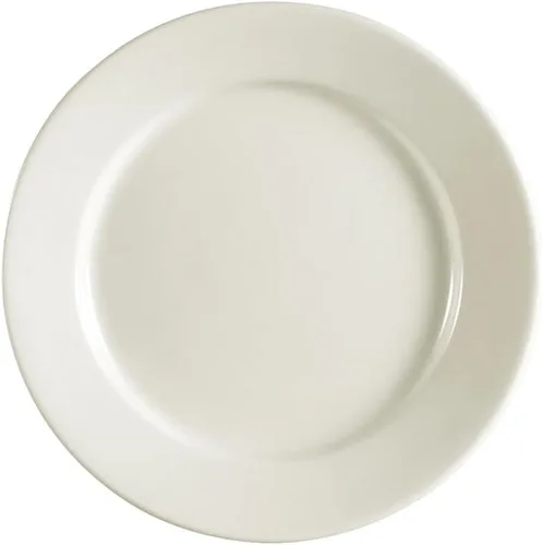 CAC China REC-5 - Plato redondo de cerámica de 5-1/2 pulgadas, con borde enrollado, color blanco americano, caja de 36 Blanco americano