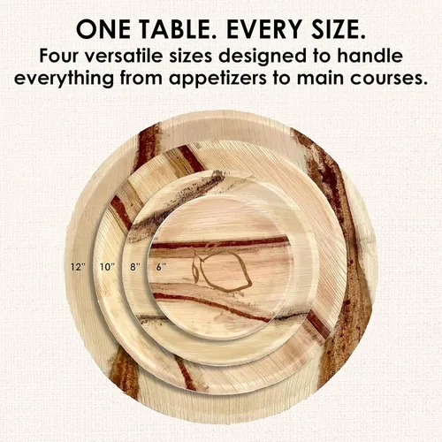 Vista 7 de NEATtable Platos de hoja de palma Diseño de limón Desechables y compostables Ecológicos y 100% naturales Ideal para eventos al aire libre