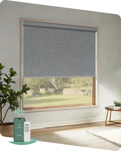 Vista 20 de Yoolax Persianas motorizadas con control remoto, persianas opacas remotas para ventanas, persianas enrollables automáticas inalámbricas persianas