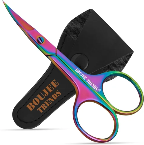 Tijeras de uñas para uñas, cejas, bigote, facial, nariz, oído, peluquería, multiusos, tijeras de belleza pequeñas, cuchillas curvadas y afiladas,