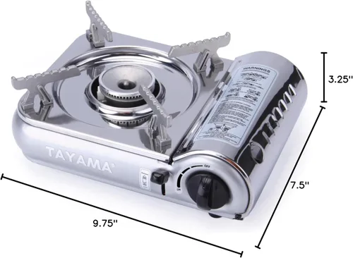 Vista 11 de Mini estufa portátil de gas butano de acero inoxidable de 7,000 BTU