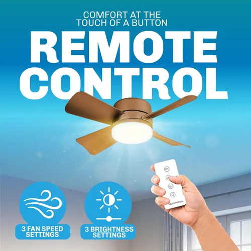 Vista 4 de Bell+Howell Ventilador de Luz de Enchufe Socket Breeze con Control Remoto, Ventiladores de Techo Pequeños Portátiles con Luces para Dormitorio