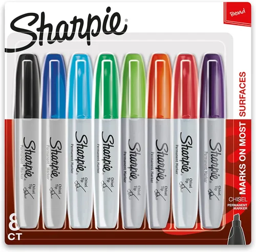 Sharpie Marcadores Permanentes, Marcadores Punta de Cincel, Colores Surtidos