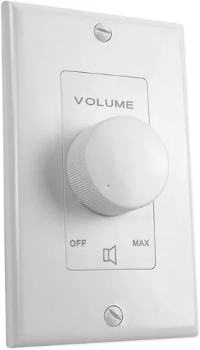 Vista 2 de Rockville VOL70100 - Controlador de zona de control de volumen de pared de 100 W, 70 V, blanco, esfera giratoria de 11 pasos, terminal de bloque