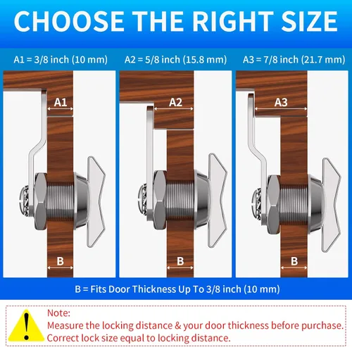 Vista 2 de BEBOBLY Cerradura de leva desplazada de 5/8 pulgadas, 5 compartimentos sin llave para RV, pestillo de cajón de buzón de gabinete, cilindro