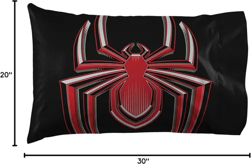 Vista 5 de Jay Franco Marvel Miles Morales Gamerverse Be Greater 1 funda de almohada reversible individual – Ropa de cama infantil súper suave de doble cara
