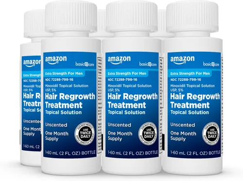Vista 4 de Amazon Basic Care Minoxidil Solución Tópica USP, 5 Por Ciento, Tratamiento para el Crecimiento del Cabello para Hombres, Fuerza Extra, 12 Onzas