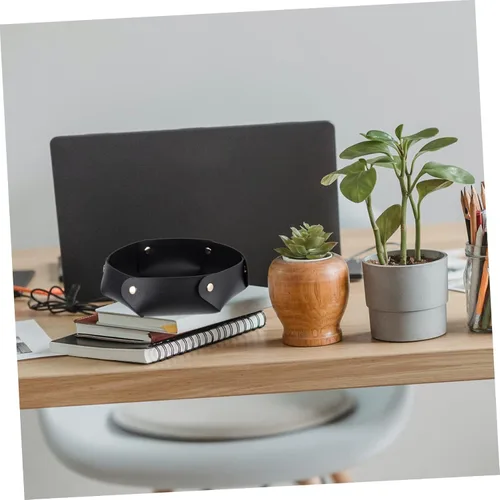 Vista 4 de ERINGOGO 4pcs Dice Tray Bandejas Decorativas Folding Bracket Desktop Stand Table Trays Folding Tray Desk Tray Leather Bracers Decorative Tray Trim