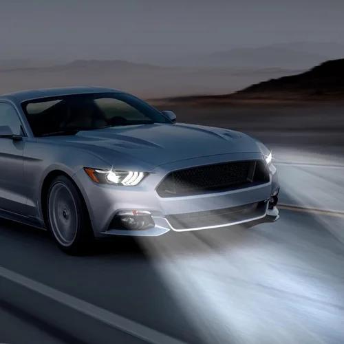 Vista 3 de KEWISAUTO Conjunto de faros delanteros para Ford Mustang 2015-2017, carcasa negra, lente transparente, repuesto para Ford Mustang 2015 2016 2017