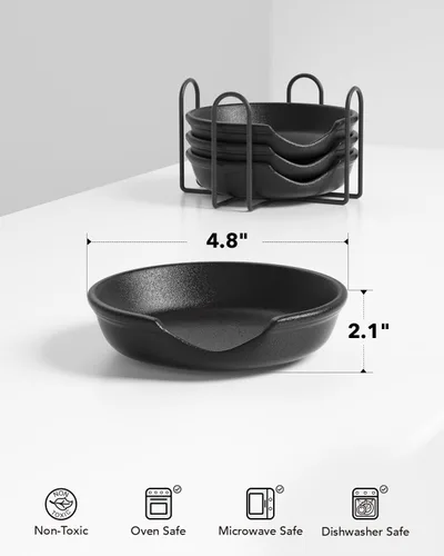 Vista 4 de LE TAUCI Soporte para cucharas de cerámica con soporte, soporte para cucharas de 4.8 pulgadas para la parte superior de la estufa, soporte