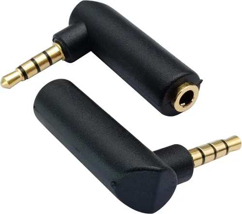Vista 8 de Adaptador de conector de 0.138 in en ángulo recto de 90 grados, 3 polos de 0.138 in TRS Audio estéreo macho a hembra adaptador de extensión