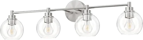 Vista 11 de VONLUCE Accesorios de iluminación de baño, luz de tocador de baño de 2 luces con pantallas de vidrio globo E26, luces de tocador para dormitorio