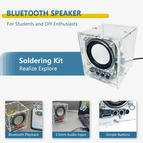 Vista 2 de Altavoces de audio Altavoz de luz Entrada de audio múltiple Calidad de sonido HD Kit de proyecto para adultos Kit de práctica de soldadura