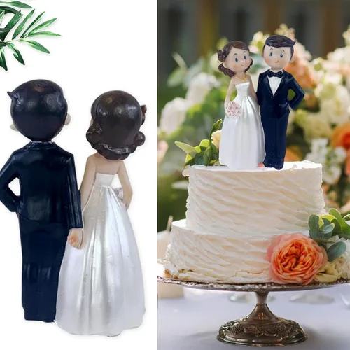 Vista 5 de Decoración para tartas de boda de 4.7 pulgadas, figuras de novia y novio, decoración de fiesta
