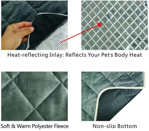 Vista 4 de Cama térmica para gatos y perros, almohadilla térmica impermeable extra cálida para decoración de interiores y exteriores, almohadillas térmicas