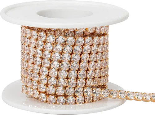 Vista 38 de 2 yardas de diamantes de imitación flotantes de cristal de circón para cerrar, cadena rectangular con cuentas para costura, manualidades, decoración