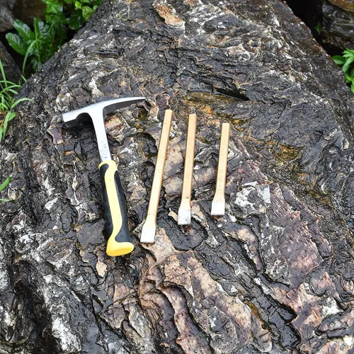 Vista 5 de Kit de herramientas de geología de minería de piedras y gemas de 14 piezas, para caza de rocas, minería de oro, incluye un martillo de acero