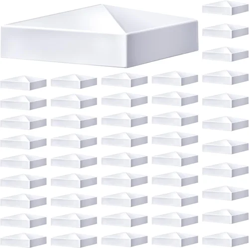 Vista 17 de Taiyin 12 Piezas Tapas Superiores de Poste Pirámide de Vinilo PVC Blanco, Tapas de Poste de Valla y Cubierta para Postes de Valla de Vinilo