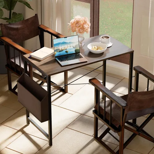 Vista 46 de Pamray - Escritorio de computadora de 32 pulgadas para espacios pequeños con bolsa de almacenamiento, escritorio de trabajo de oficina en casa