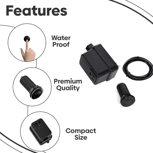 Vista 2 de Eliminación de interruptor de aire de eliminación de basura de salida única inalámbrica de 2.5 pulgadas de largo (negro) Botón de aire