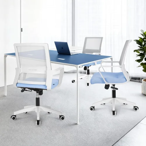 Vista 37 de NEO CHAIR Silla de oficina para videojuegos, silla de computadora ergonómica de malla con respaldo medio con ruedas, soporte lumbar, cómoda, Rosa