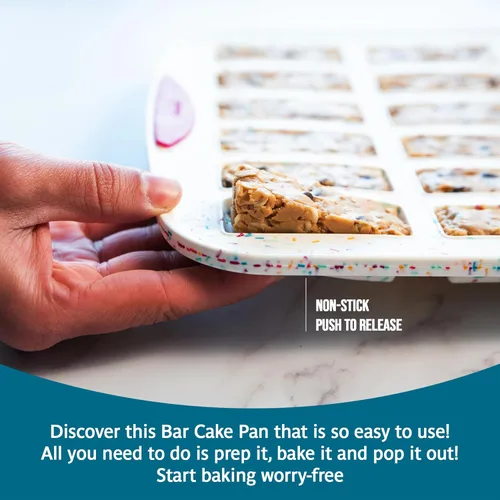 Vista 3 de Trudeau Molde Mini para Barra de 24 Ranuras – Premium Confetti Blanco de Silicona para Hornear con Borde Reforzado de Acero – Antiadherente, Sin