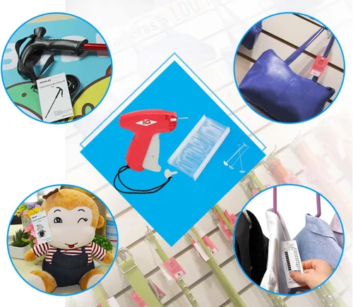 Vista 2 de PAG Pistola de etiquetado estándar para ropa con 5 agujas y 2000 sujetadores de púas de 2 pulgadas, morado