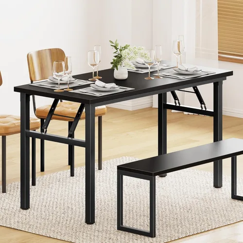 Vista 123 de DlandHome Escritorio plegable pequeño de 31.5 pulgadas, escritorio de computadora para oficina en casa, mesa plegable para espacios pequeños,