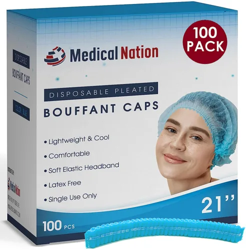 Vista 11 de Medical Nation Red para el cabello, redes plisadas desechables Negro, 100 unidades Redes de pelo para servicio de alimentos, uso médico, redes