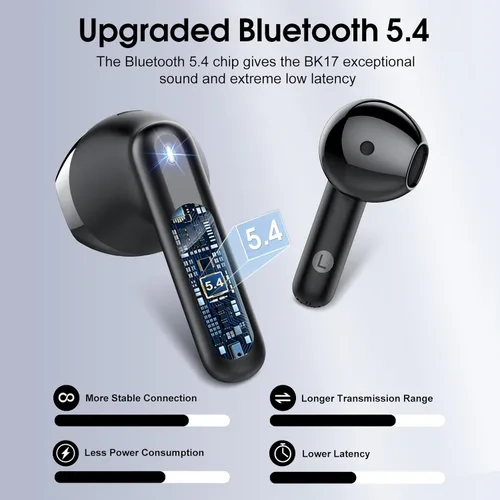 Vista 2 de Auriculares inalámbricos, auriculares Bluetooth 5.4 2026 con estéreo de graves 3D, auriculares intraurales ultraligeros 40H, auriculares Bluetooth