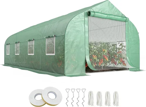 Vista 11 de Outsunny - Invernadero al aire libre de 11.5' x 10' x 6.5', tipo túnel, con ventanas enrollables, puerta con cremallera, cubierta de PE, marco