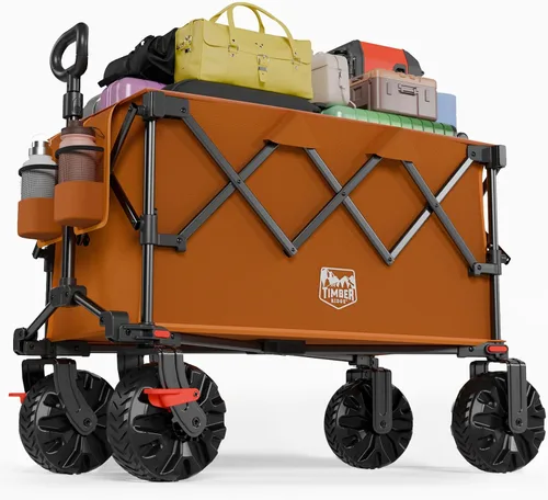Vista 10 de Timber Ridge Carro plegable para exteriores con frenos, carrito plegable resistente con ruedas todo terreno para compras, camping, jardín, con bolsa