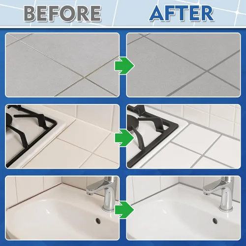 Vista 2 de Kit de Reparación de Lechada para Azulejos, 2 Paquetes de Lechada de Secado Rápido para Baño, Cocina, Ducha, Triple Uso Versátil con Sellador