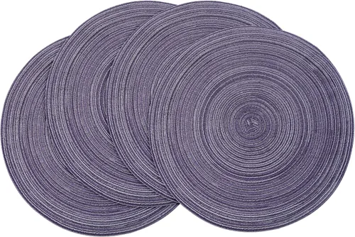 Vista 55 de Floroom Juego de 4 manteles individuales redondos trenzados de 15 pulgadas, lavables, resistentes al calor, de algodón, poliéster, para mesa