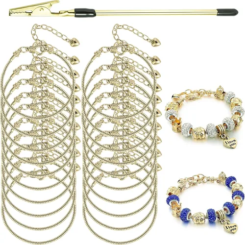 Vista 15 de 10 pulseras de cadena de serpiente con pulsera de 0.118 in ajustable con dije de serpiente con cierre de langosta y corazón, cadena extensora