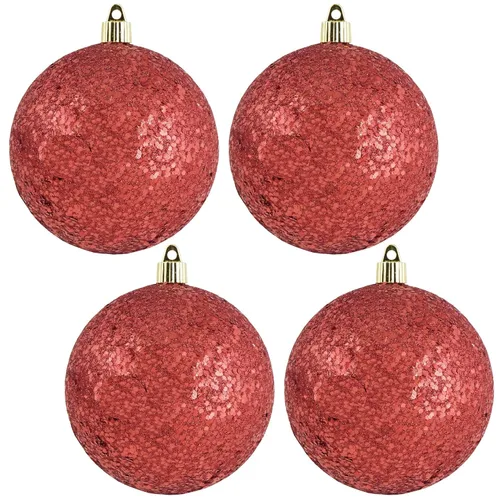 Vista 135 de Christmas By Krebs 6" (150mm) Purpurina Verde Esmeralda [2 Piezas] Esfera Extra Grande Sólida Super Grande de Plástico para Exteriores, Resistente