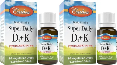 Vista 8 de Carlson - Super Daily D3 + K2, 50 mcg D3 + 45 mcg MK-7, salud del corazón y los huesos, 90 gotas líquidas, 0.08 onzas líquidas