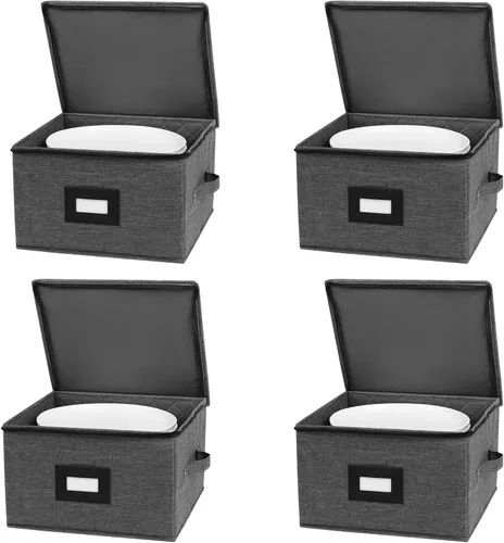 Vista 11 de Mayniu Paquete de 2 Cajas de Almacenamiento para Copas de Vino, Contenedores Estuches de Almacenamiento para Copas con Pie, Almacenamiento